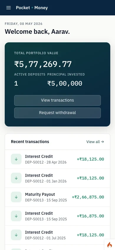 Pocket Money client portal mobile