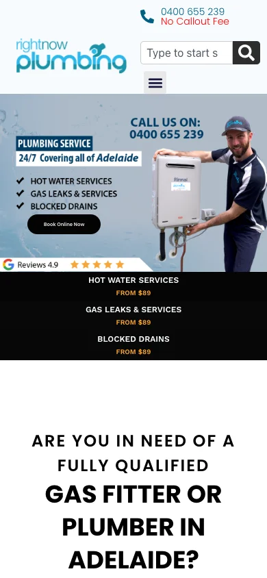 Right Now Plumbing mobile